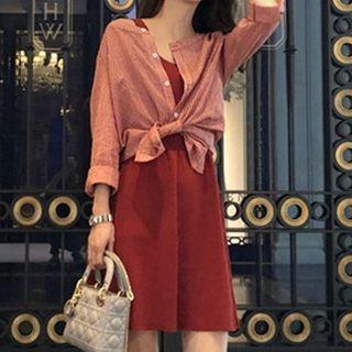 Set: Striped Blouse + Mini Tank Dress