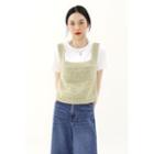 Square-neck Sleeveless Knit Crop Top Lime Green - One Size