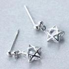 Star Caged Rhinestone Sterling Silver Dangle Earring 1 Pair - Silver - One Size