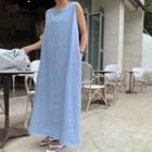 Sleeveless Maxi Denim Dress Light Blue - One Size