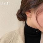 Faux Pearl Rhinestone Ear Stud 1 Pair - 925 Silver - White & Gold - One Size