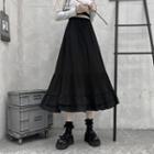 Ruffle High-waist A-line Maxi Skirt Black - One Size