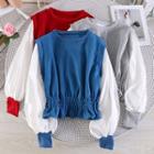 Mock Two-piece Puff-sleeve Sweatshirt