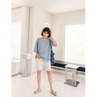 Plus Size Flat-front Shorts