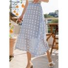 Checked Long Textured Skirt