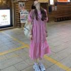 Puff-sleeve Dress Pink - One Size