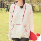 Contrast Stitching Printed Hoodie