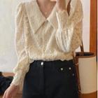 Lace Button-up Blouse Almond - One Size