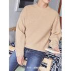 Slit-side Wool Blend Ribbed Sweater
