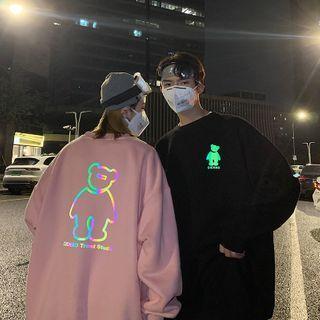 Reflective Bear Print Pullover
