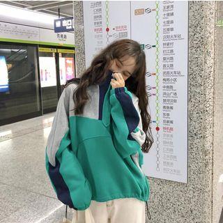 Loose-fit Color-block Hooded Pullover