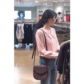 Chelsea-collar Pintuck Blouse