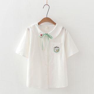 Short Sleeve Peter Pan Collar Shirt