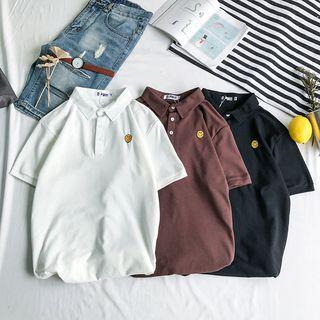 Smile Embroidered Short-sleeve Polo Shirt