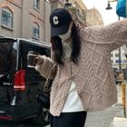 Hooded Toggle-front Cable Knit Cardigan