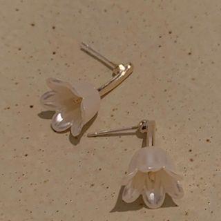 Flower Acrylic Dangle Earring 1 Pair - Silver Stud - Gold - One Size