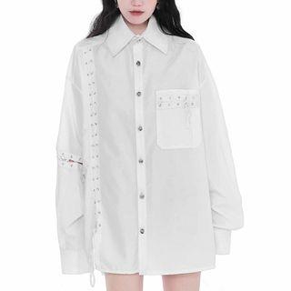 Plain Lace-up Shirt