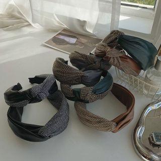 Plaid Faux Leather Knot Headband