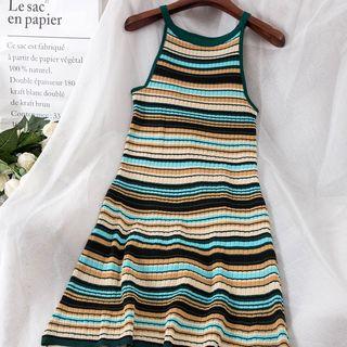 Striped A-line Halter Dress / Halter Top