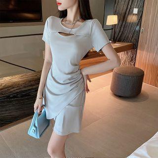 Cutout Irregular Shirred Mini A-line Dress