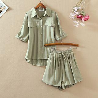 Short-sleeve Shirt + Wide-leg Shorts Set