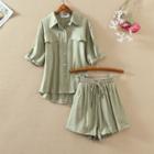 Short-sleeve Shirt + Wide-leg Shorts Set