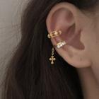 925 Sterling Silver Rhinestone Star / Cross Cuff Earring