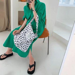 Pocket-front Maxi Shirtdress