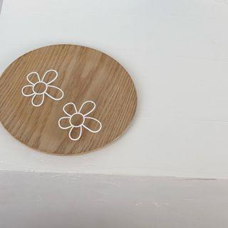 Hollow Flower Stud Earring 1 Pair - 925 Silver - Earring - One Size