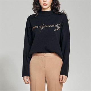 Crewneck Embroidered Knit Top
