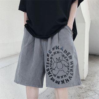Lettering Print Wide-leg Shorts