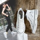 Faux Leather High Top Lettering Sneakers