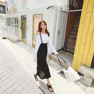 A-line Long Suspender Dress