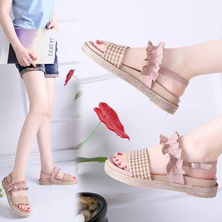 Ruffled Platform Gingham Sandals