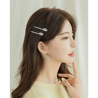 Rhinestone Crown Hair Pin Set Of 2