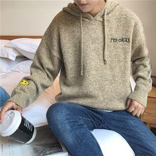 Long-sleeve Hooded Embroidered Knit Top
