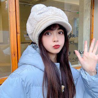 Fluffy Bobble Newsboy Cap