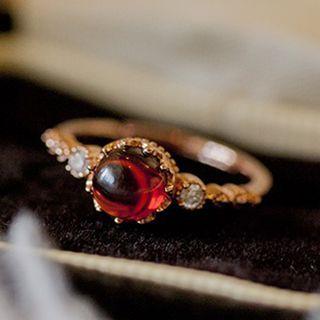 Rhinestone Ring Rhinestone - Red - One Size