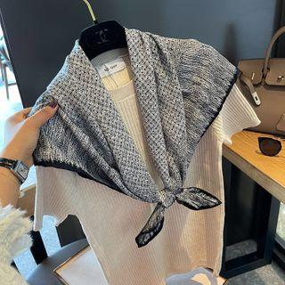 Pattern Satin Scarf Dark Gray - One Size