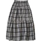 Plaid High Waist A-line Skirt As Shown In Figure - One Size