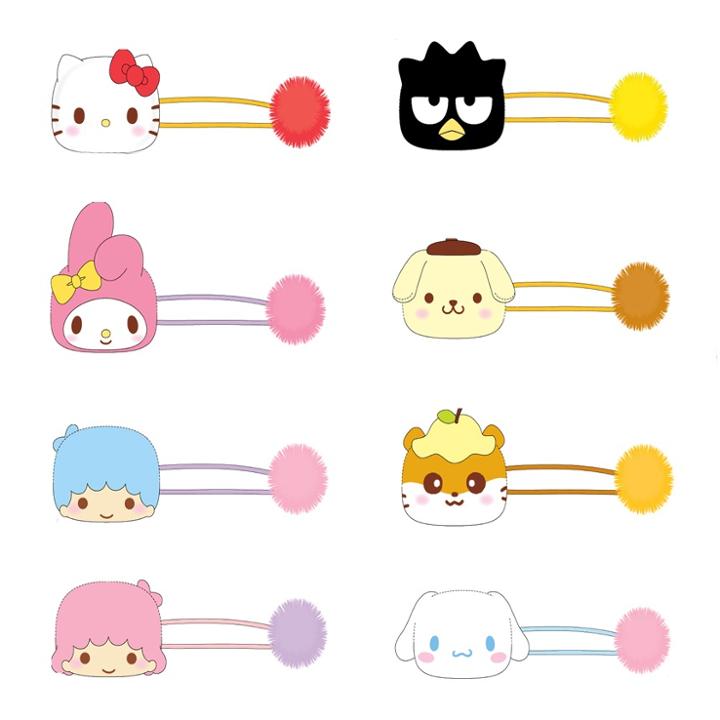 Mascot Pompom Elastic Hair Ties 1 Pc - 12 Types