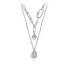 Irregular Pendant Layered Alloy Necklace Silver - One Size
