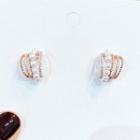Faux Pearl Rhinestone Layered Earring 1 Pair - Gold - One Size
