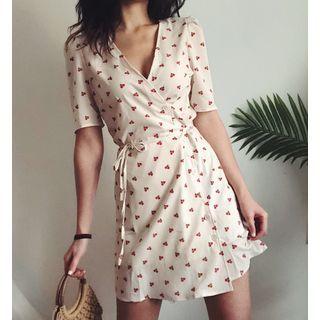 Cherry Printed Short-sleeve Dress