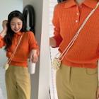 Vivid Cable-knit Polo Shirt