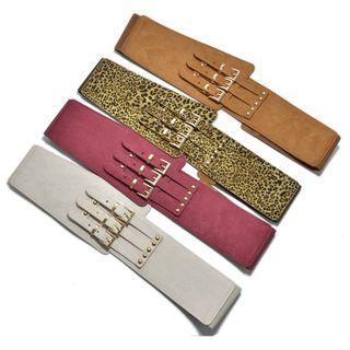 Faux Suede Buckled Wide Belt