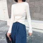 Twist-front Cropped Knit Top