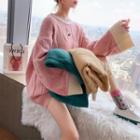 Color-panel Cable-knit Oversized Sweater