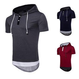 Short-sleeve Colored Panel Hoodie