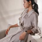 Asymmetric Midi A-line Shirtdress
